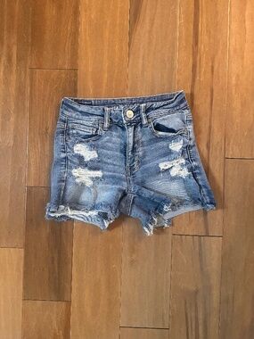 American Eagle stretch denim distressed shorts, size 2